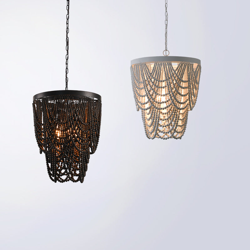 Comparison of black and white wood bead chandeliers
