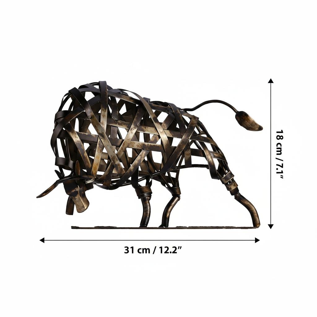 Dimensions diagram of the metal bull sculpture
