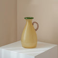 Yellow And Green Glass Pitcher