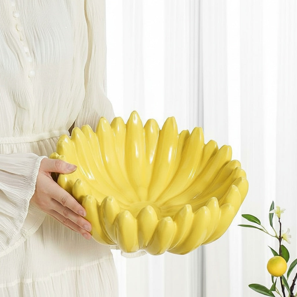 Yellow Ceramic Banana Fruit Bowl
