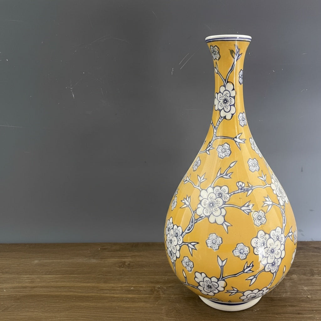 Yellow Ceramic Teardrop Vase