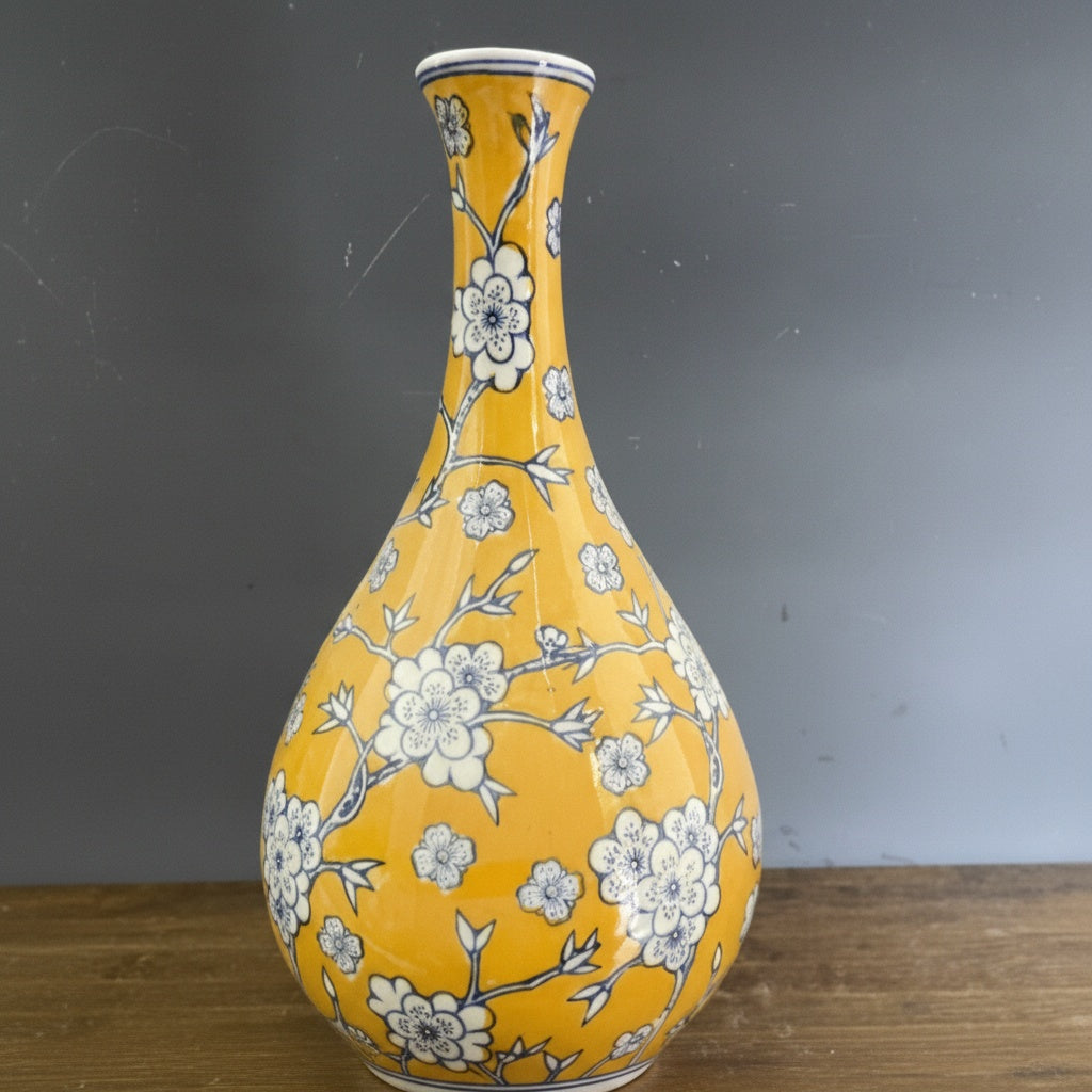 Yellow Ceramic Teardrop Vase