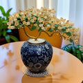 Yellow Crystal And Ceramic Floral Tree Sculpture