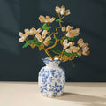 Yellow Crystal And Porcelain Floral Sculpture