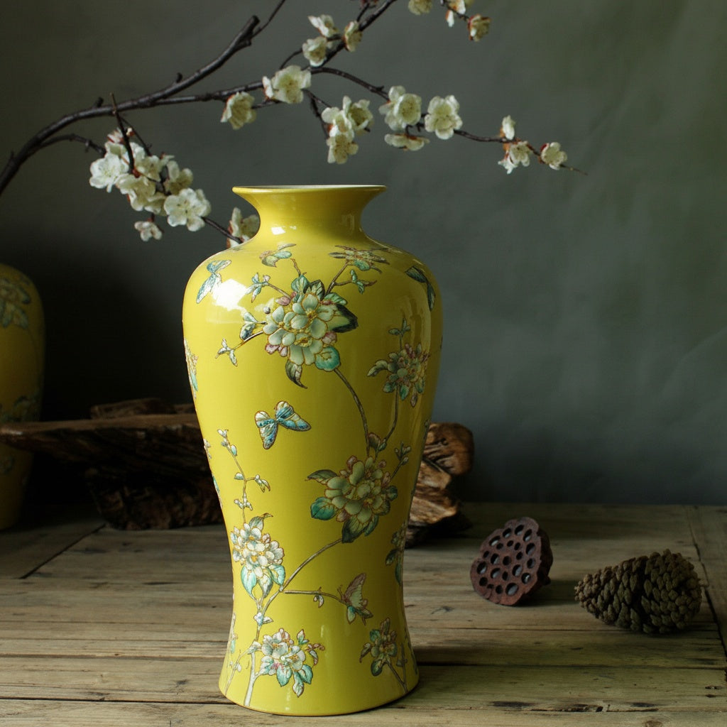 Yellow Porcelain Baluster Vase