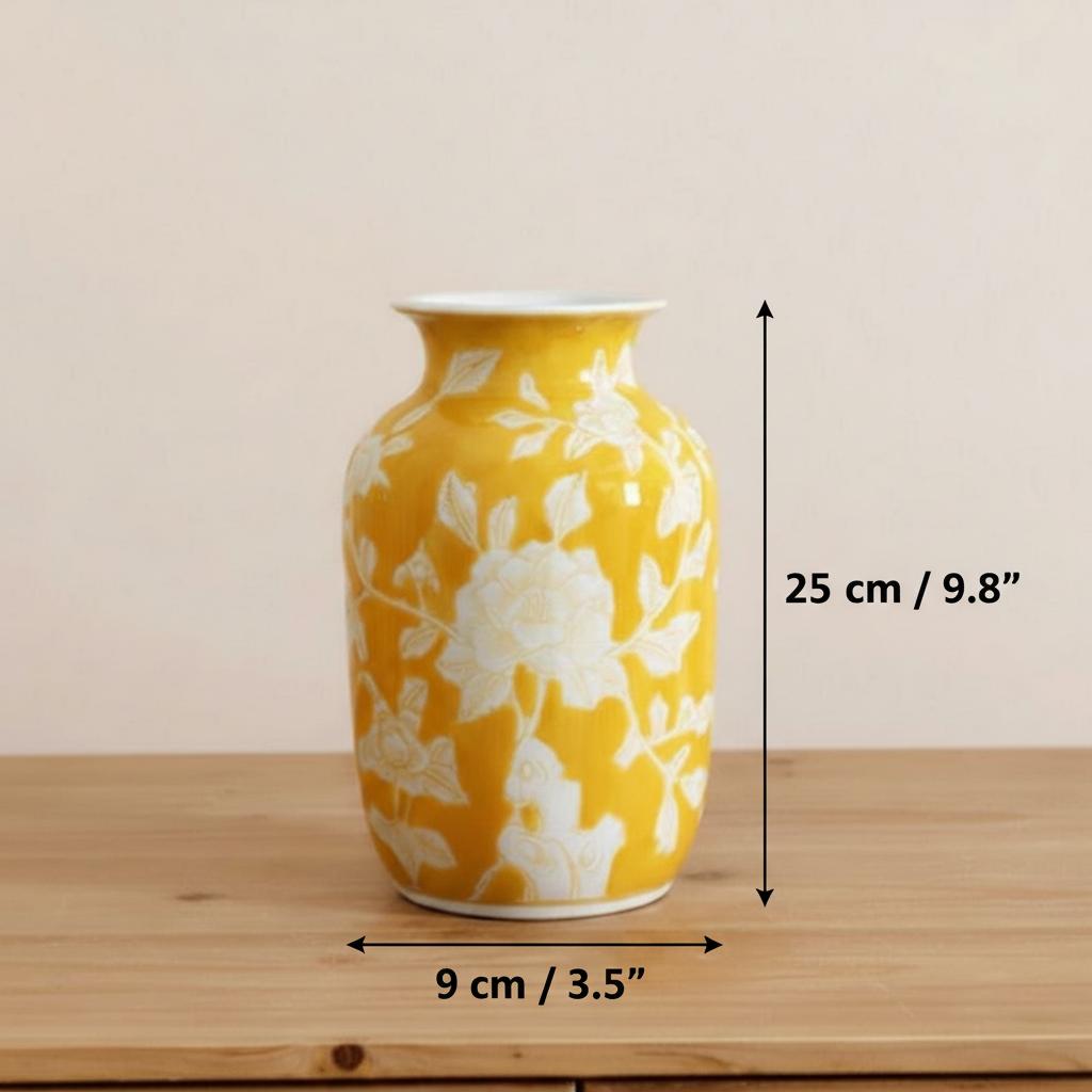 Large yellow vase dimensions 26 cm height
