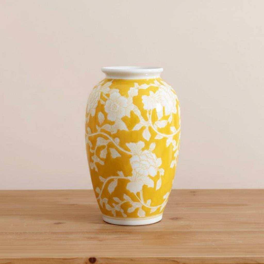 Medium yellow vase dimensions 25 cm height